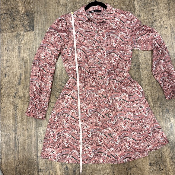 Zara Pink Paisley Long Sleeve Dress - Picture 10 of 11